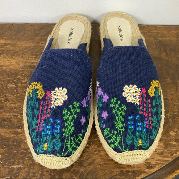 Soludos Wildflower Size US 8 M Women's Espadrille Slip-On Mules Midnight Blue - Picture 3 of 7